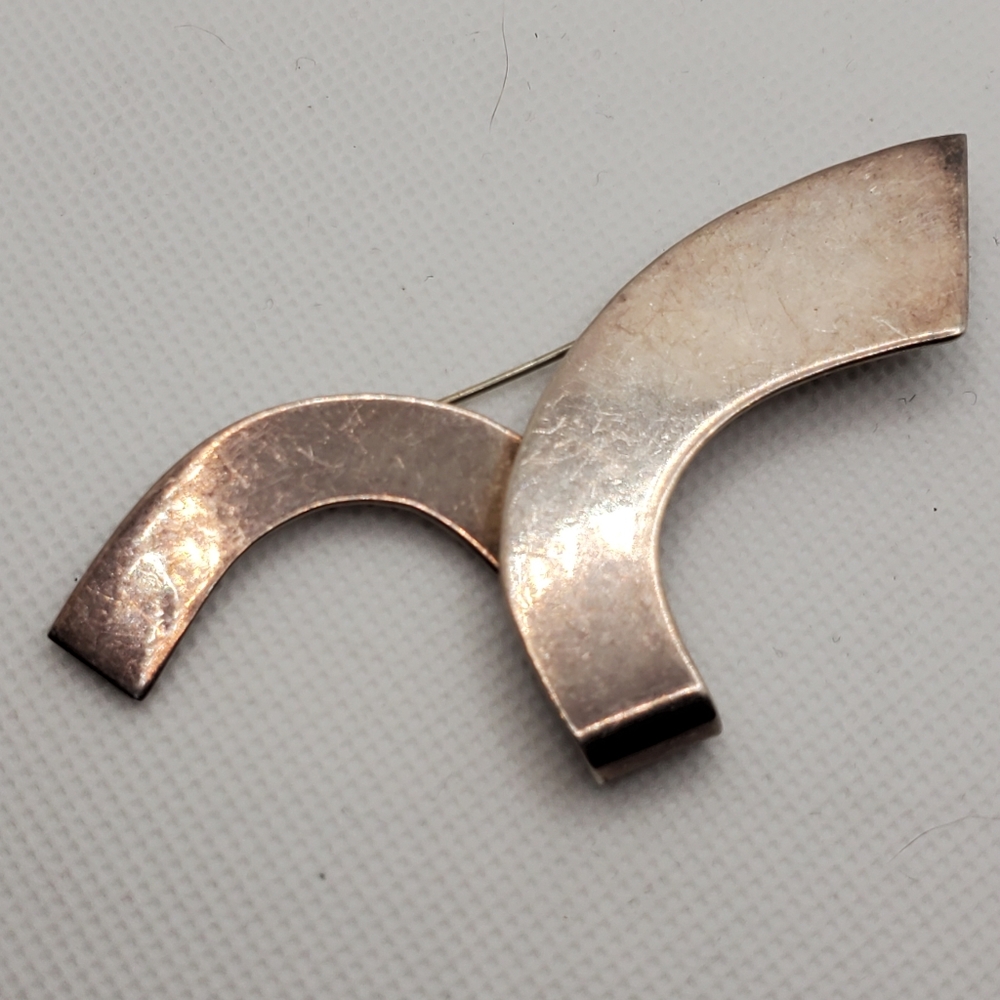 Mexico Sterling Folded Wing Abstract Bird Brooch